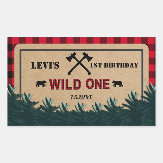 Lumberjack First Birthday, Wild One Rechthoekige Sticker (Voorkant)