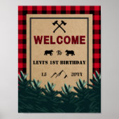 Lumberjack First Birthday, Wild One Welcome Sign Poster (Voorkant)
