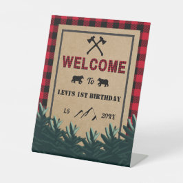 Lumberjack First Birthday, Wild One Welcome Sign Reclamebord Met Voetstuk