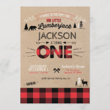 Lumberjack Flanel eerste verjaardag uitnodiging