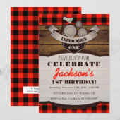 Lumberjack Flanel Woodsy Boy Verjaardag Uitnodigin Kaart (Voorkant / Achterkant)