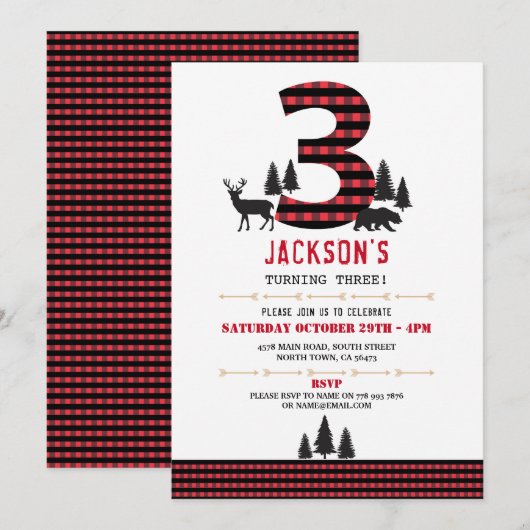 Lumberjack Flannel 3e uitnodiging van de Dag van d (Voorkant / Achterkant)