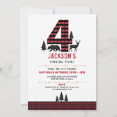 Lumberjack Flannel 4th 4 Birthday Party Invitation Kaart (Voorkant)