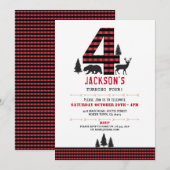 Lumberjack Flannel 4th 4 Birthday Party Invitation Kaart (Voorkant / Achterkant)