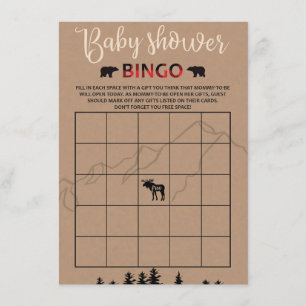 Lumberjack Flannel Baby shower Bingo Game Kaart