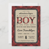 Lumberjack Flannel Boy Baby shower Invitation Aankondiging (Voorkant)