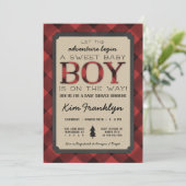 Lumberjack Flannel Boy Baby shower Invitation Aankondiging (Staand voorkant)