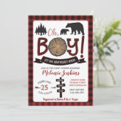 Lumberjack Flannel Boy Baby shower Invitation Beer Kaart (Staand voorkant)