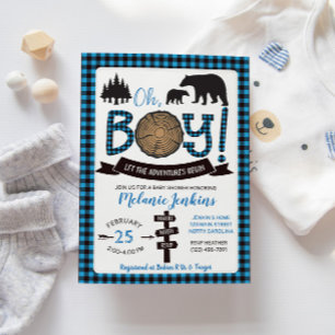 Lumberjack Flannel Boy Baby shower Invitation Beer Kaart