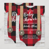 Lumberjack Flannel Boy Baby shower Invitation Kaart (Voorkant / Achterkant)