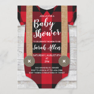 Lumberjack Flannel Boy Baby shower Invitation Kaart
