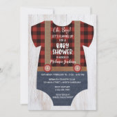 Lumberjack Flannel Boy Baby shower Invitation Kaart (Voorkant)