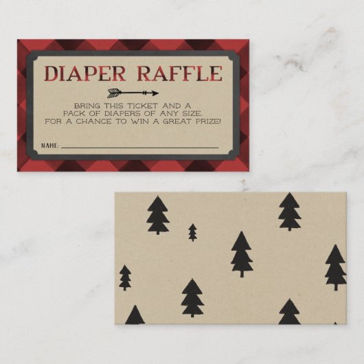 Lumberjack Flannel Boy Luier Raffle Kaart Notitiekaartje (Voorkant / Achterkant)