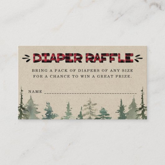 Lumberjack Flannel Diaper Raffle Card Insert Informatiekaartje (Voorkant)