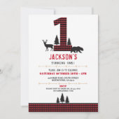 Lumberjack Flannel First One Birthday Party Invite Kaart (Voorkant)