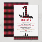 Lumberjack Flannel First One Birthday Party Invite Kaart (Voorkant / Achterkant)