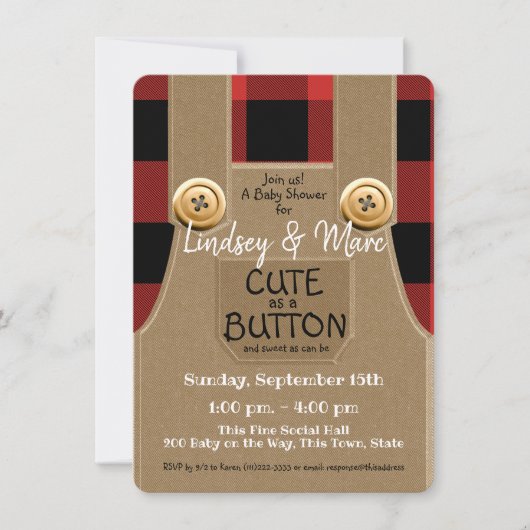 Lumberjack Flannel Schattige als een Button Baby s Kaart (Voorkant)