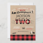Lumberjack Flannel Second Birthday Invitation Kaart (Voorkant)