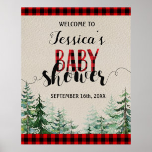 Lumberjack forest Baby shower Welcome Sign Poster