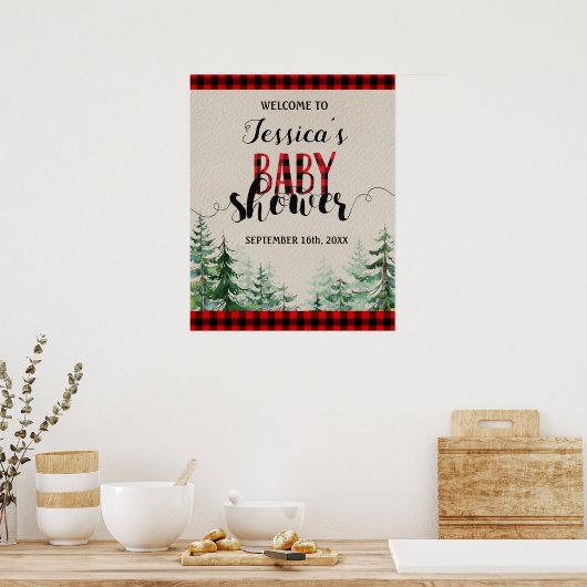 Lumberjack forest Baby shower Welcome Sign Poster (Keuken)