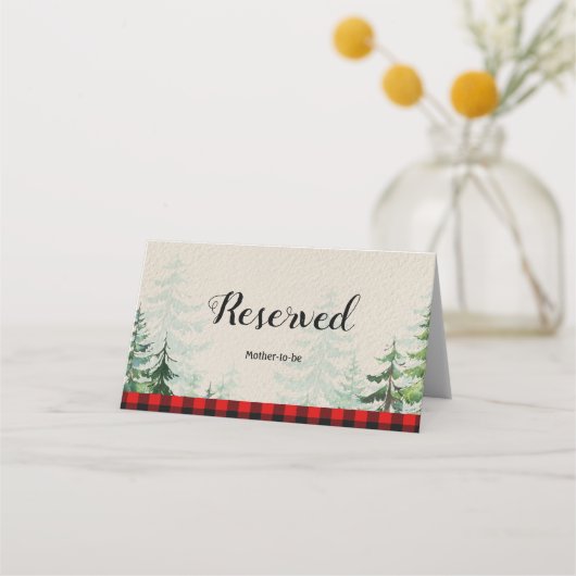 Lumberjack Forest Winter Gereserveerde Naam Plaats Plaatskaartje (Voorkant)