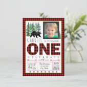 Lumberjack foto eerste verjaardagsfeest uitnodigin kaart (Staand voorkant)