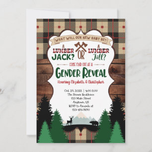 Lumberjack Gender Reopenbaart Baby shower Kaart