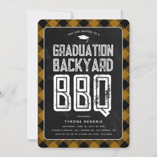 Lumberjack geruite achtertuin BBQ afstudeerfeest Kaart (Voorkant)