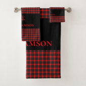 Lumberjack geruite Monogram Herten | Rood zwart Bad Handdoek (Insitu)