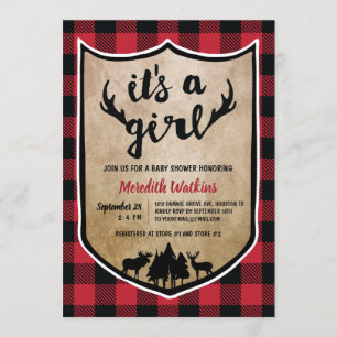Lumberjack Girl Baby shower Kaart