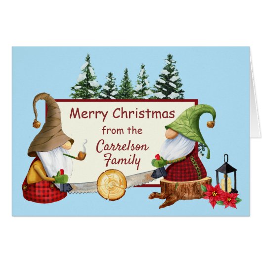 Lumberjack Gnomes Kaart kerst (Voorkant Horizontaal)