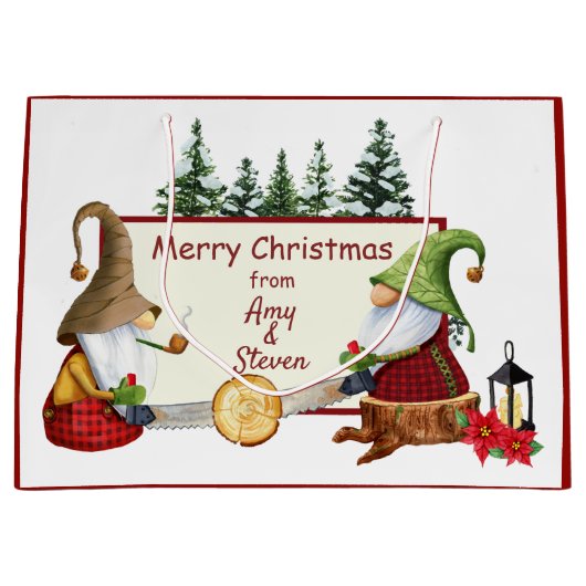 Lumberjack Gnomes kerst Groot Cadeauzakje (Voorkant)
