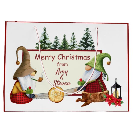 Lumberjack Gnomes kerst Groot Cadeauzakje (Achterkant)