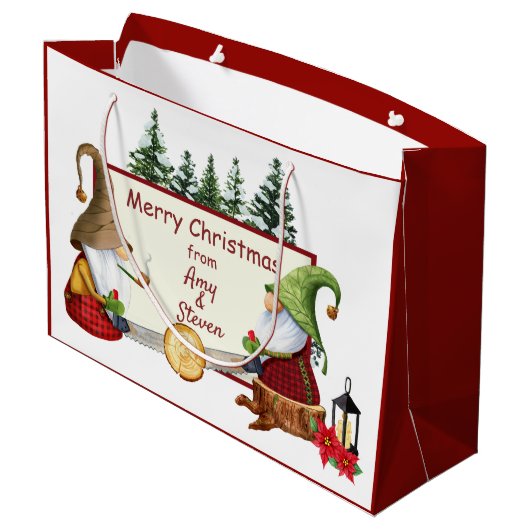 Lumberjack Gnomes kerst Groot Cadeauzakje (Achterkant Gekanteld)