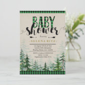 Lumberjack Green Pset Boy Baby shower Invitation Kaart (Staand voorkant)