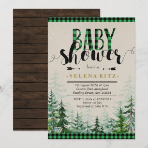 Lumberjack Green Pset Boy Baby shower Invitation Kaart