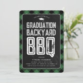 Lumberjack groene geruite BBQ afstudeerfeest Kaart (Staand voorkant)