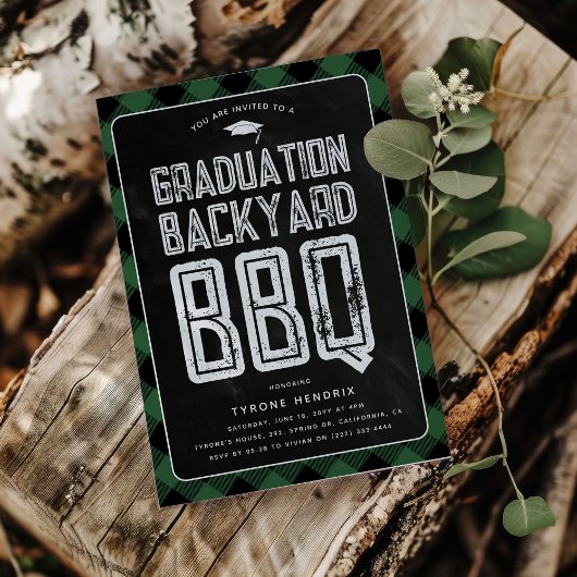 Lumberjack groene geruite BBQ afstudeerfeest Kaart