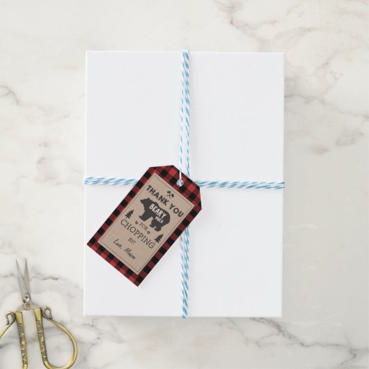 Lumberjack Hartelijk dank voor het label Beer Rode Cadeaulabel (Met Touw)