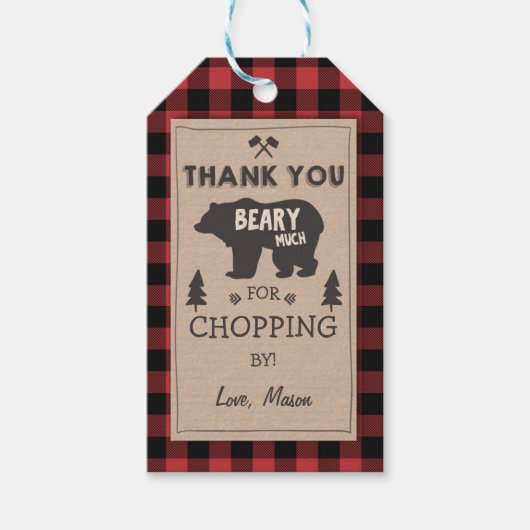 Lumberjack Hartelijk dank voor het label Beer Rode Cadeaulabel (Voorkant)