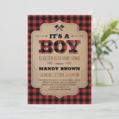 Lumberjack Het is een Baby shower-uitnodiging voor (Staand voorkant)