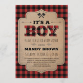 Lumberjack Het is een Baby shower-uitnodiging voor (Voorkant)