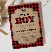 Lumberjack Het is een Baby shower-uitnodiging voor