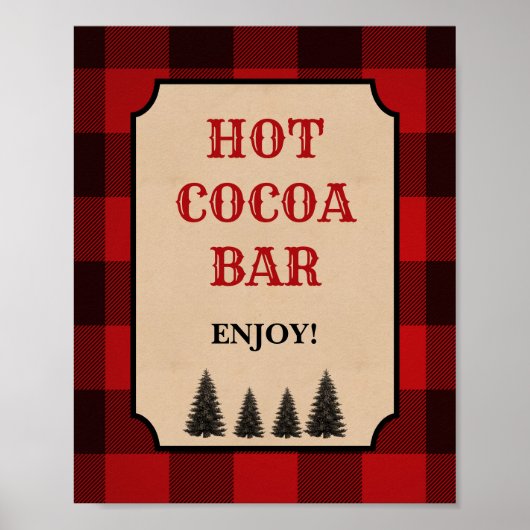 Lumberjack Hot Cocoa Bar Party Sign. (Onderteken r Poster (Voorkant)
