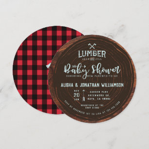 Lumberjack & Jill Baby Boy Shower Wood & Red Pset Kaart
