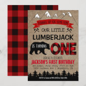 Lumberjack Jongens Eerste Verjaardag Uitnodiging (Voorkant / Achterkant)