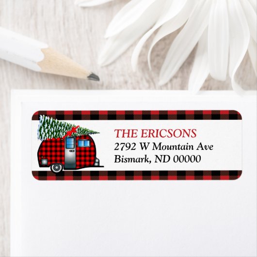 Lumberjack Kerstcamper Return-adres Etiket (Insitu)