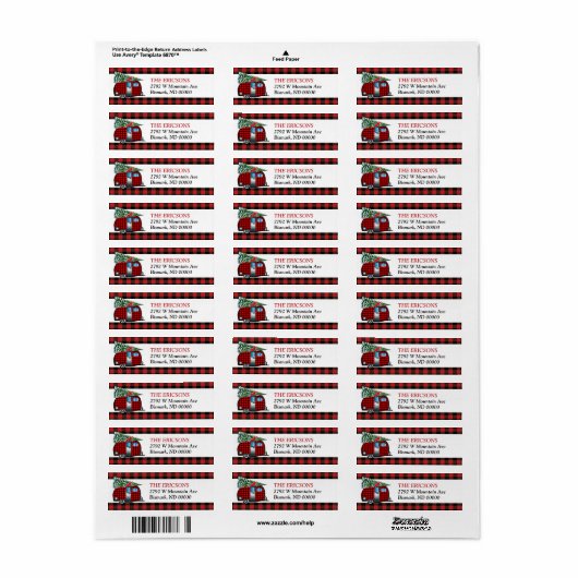 Lumberjack Kerstcamper Return-adres Etiket (Full Sheet)