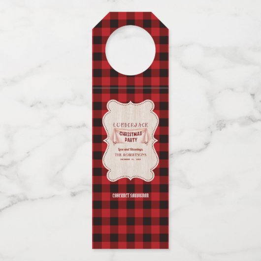 Lumberjack kerstparty Red Buffalo Wood Flessenhanger (Achterkant)