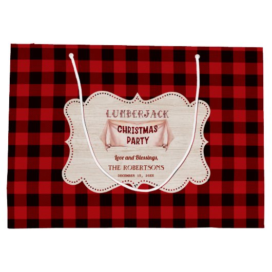 Lumberjack kerstparty Red Buffalo Wood Groot Cadeauzakje (Achterkant)